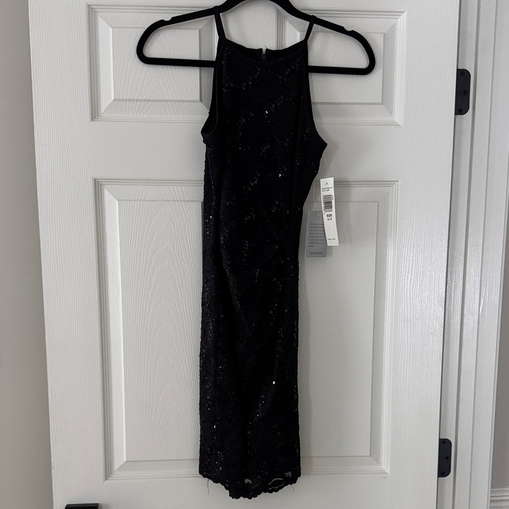 Elegant Black Sequin Junior Dress